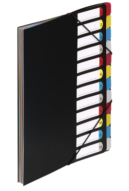 Trieur Extensible 12 Compartiments A4 Noir Polypropylene - ESSENTIEL VIQUEL 198805
